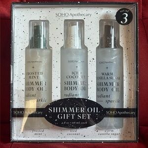 Soho Apothecary Shimmer Oil Gift Set Frosted Mint Iced Coconut Vanilla Sugar NEW